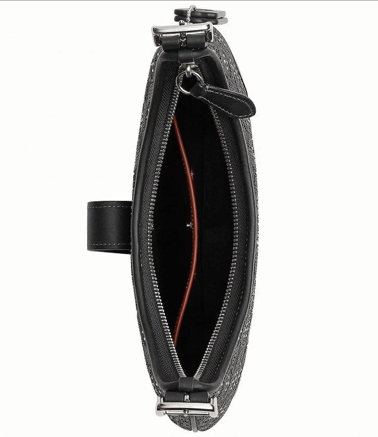 Authentic Coach Hamptons Hobo Bag Crystal Signature Jacquard Silver Black