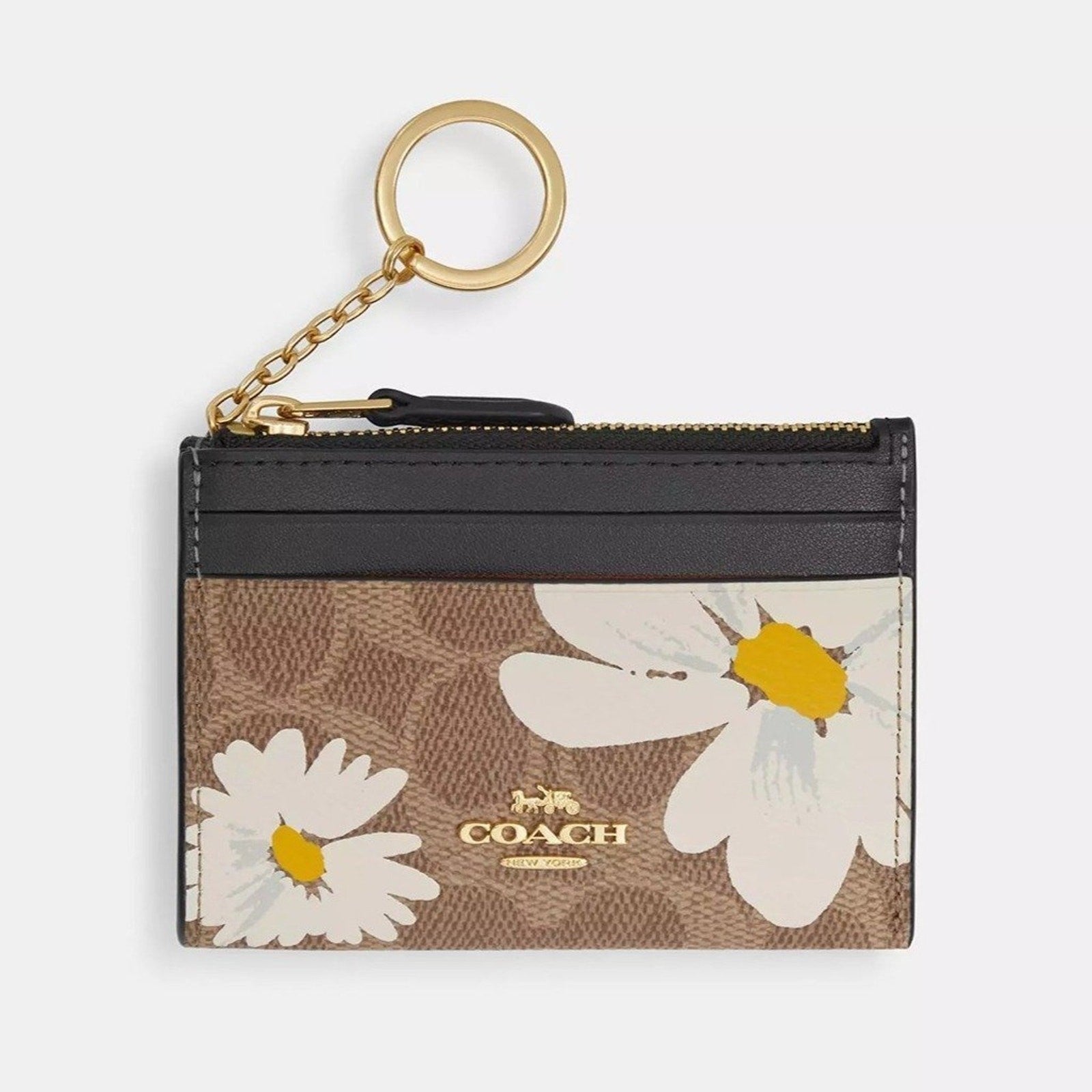 NWT Coach Mini Skinny Id Case In Signature Canvas With Floral Print