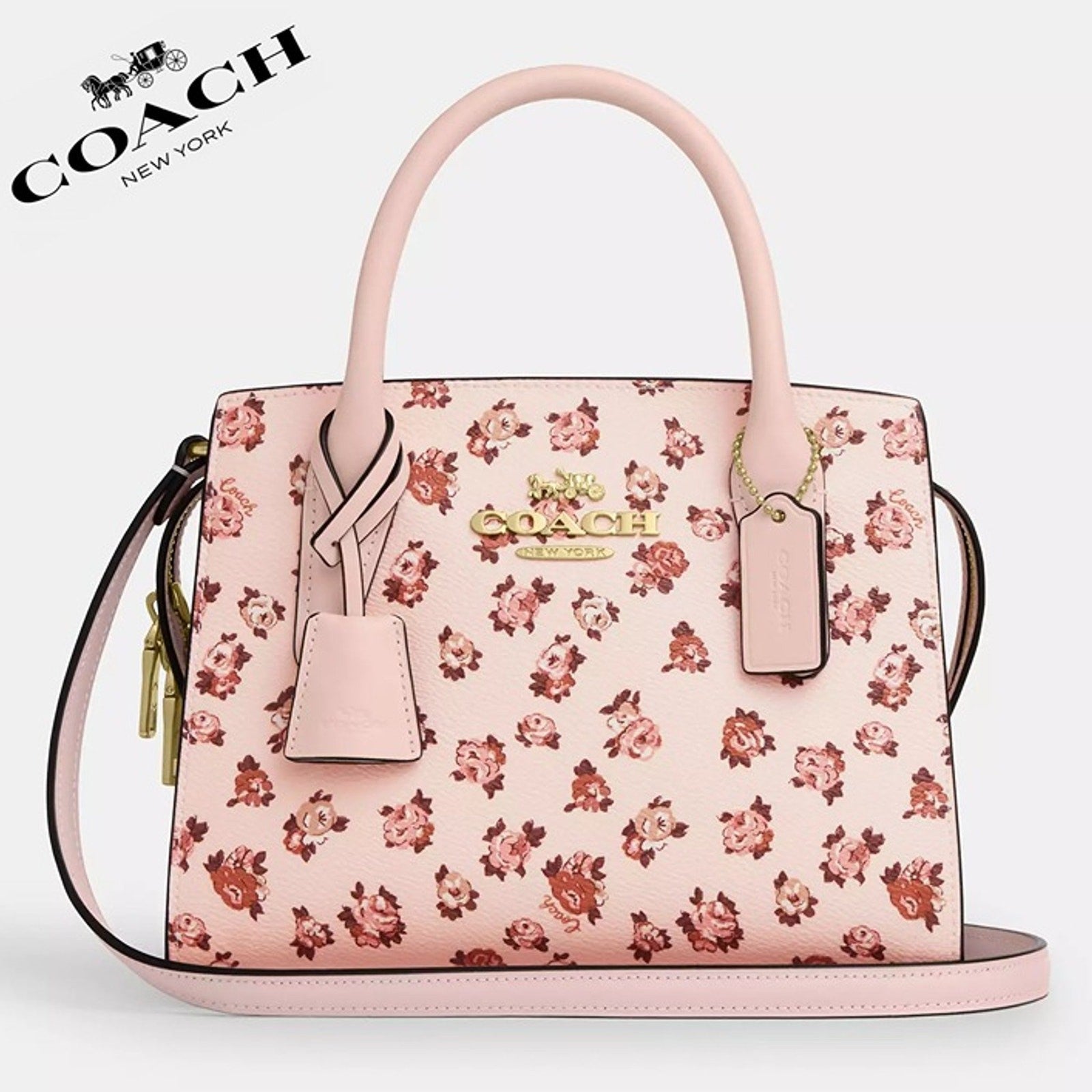 NWT ❤️ Coach Andrea Carryall Bag With Rose Print