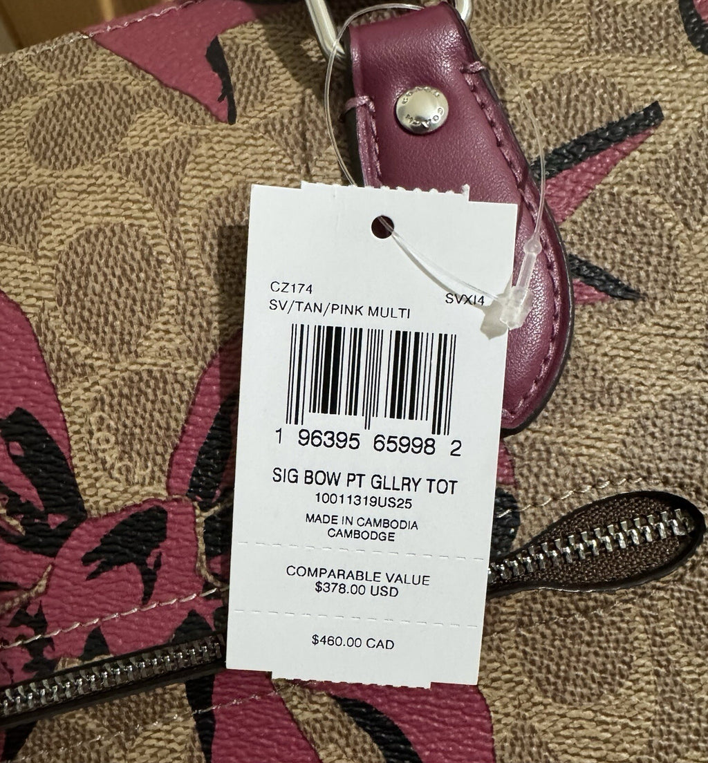 NWT Coach Gallery Tote Bag In Signature Canvas With Bow Print CZ174 🎁