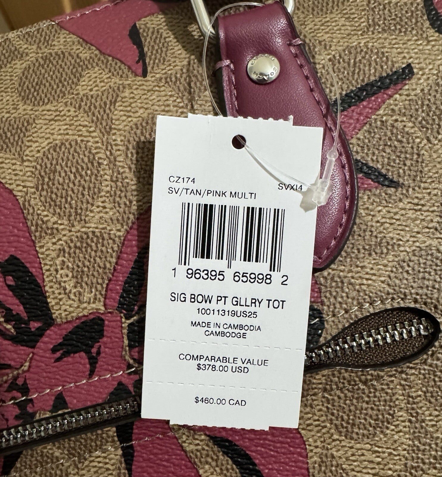 NWT Coach Gallery Tote Bag In Signature Canvas With Bow Print CZ174 🎁