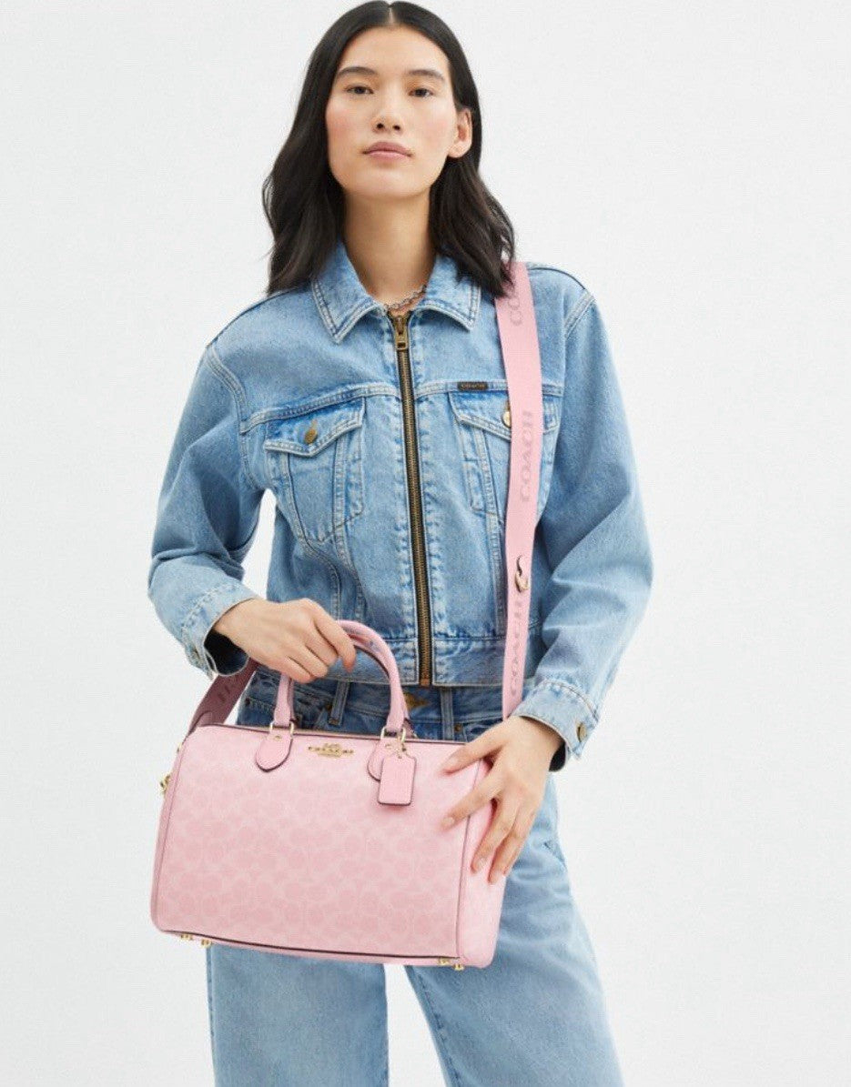 NWT Coach Rowan Large Satchel Bag In Signature Canvas CAO77 /powder pink