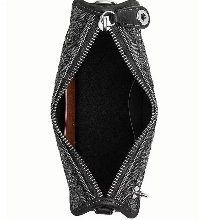 NWT Coach Swinger 20 Bag With Chain In Crystal Signature Jacquard CW568 Black