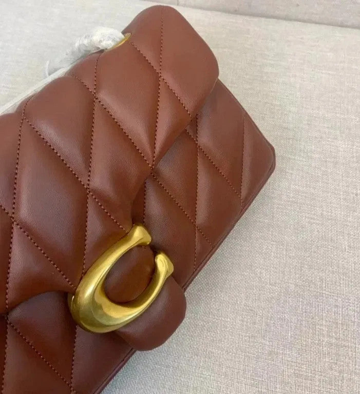 COACH Tabby 26 Quilted Shoulder Bag Leather Maple CP150 outlet NEW