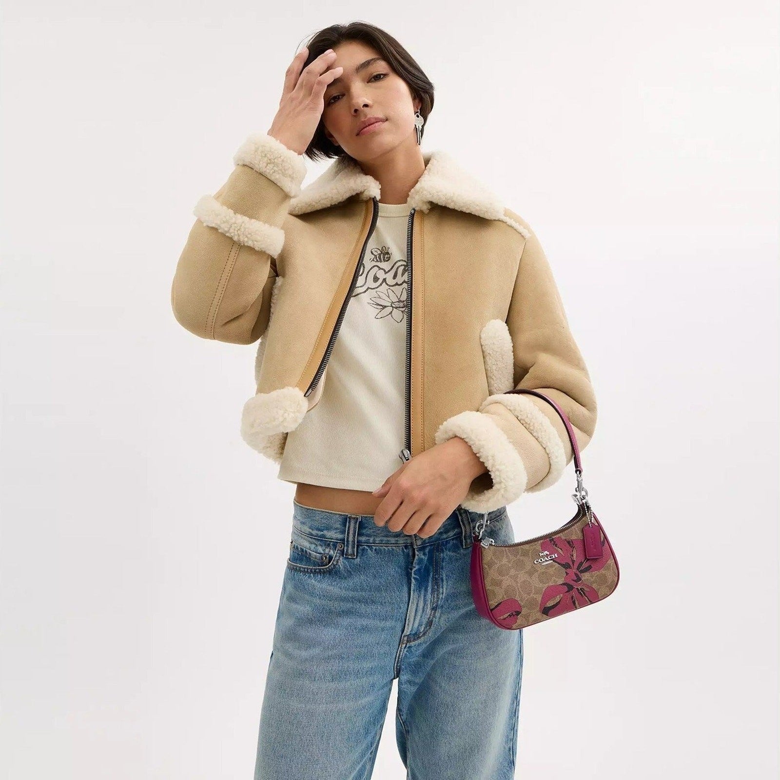 NWT Coach Teri Mini Crossbody Bag Signature Canvas Bow Print