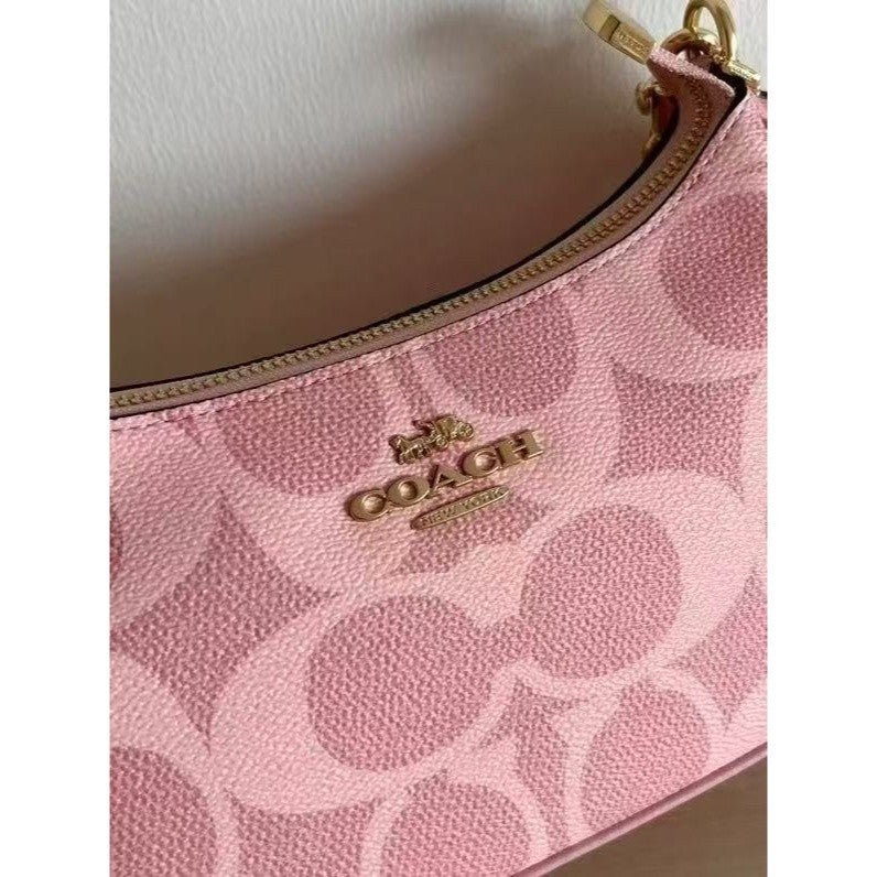 COACH Teri Shoulder Bag In signature canvas/Gold/Powder Pink New CAL51