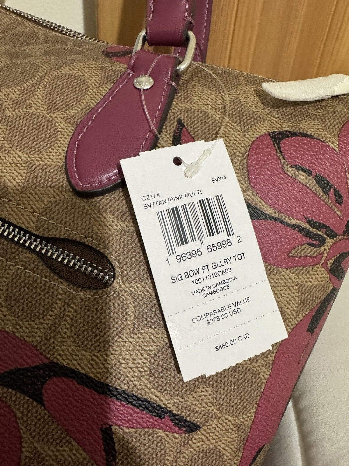 NWT Coach Gallery Tote Bag In Signature Canvas With Bow Print CZ174 🎁
