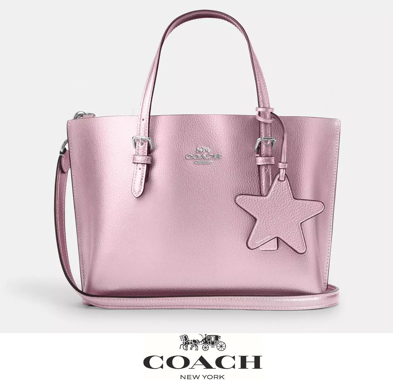 NWT Coach Mollie Tote Bag 25 Metallic Pink