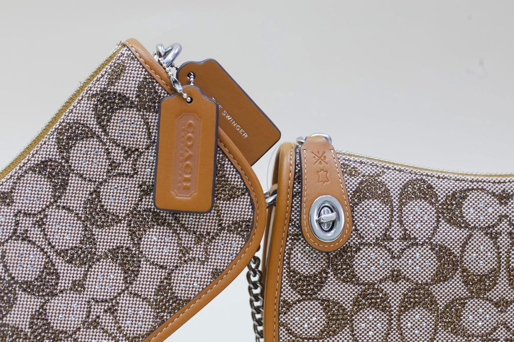 Coach Swinger 20 Crystal Signature Jacquard Shoulder Handbag - Burnished Amber