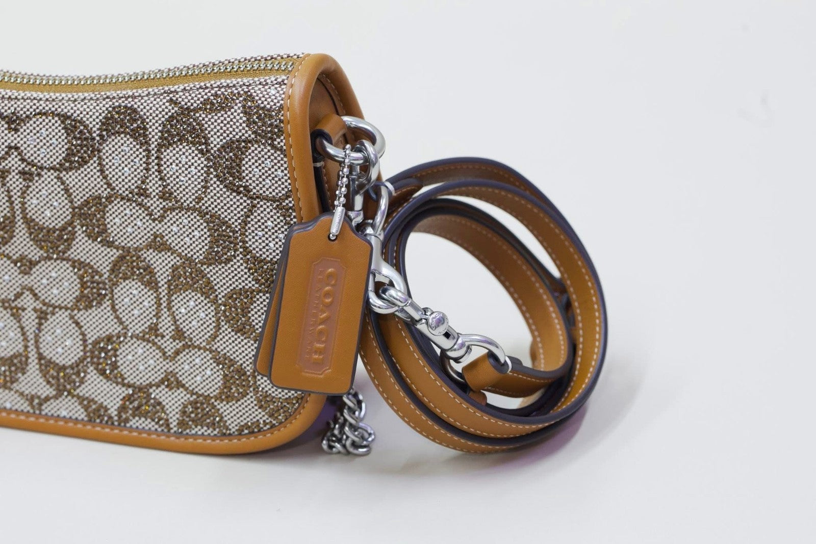 Coach Swinger 20 Crystal Signature Jacquard Shoulder Handbag - Burnished Amber