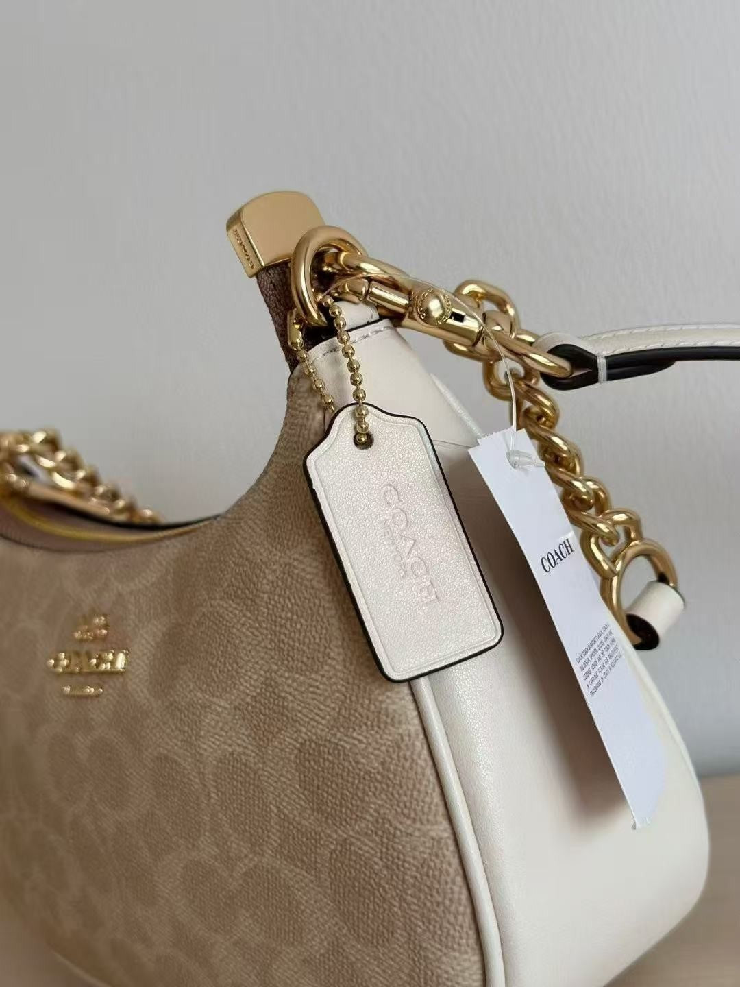 COACH Teri Shoulder Bag In Signature Canvas Gold/Sand/Chalk New Outlet