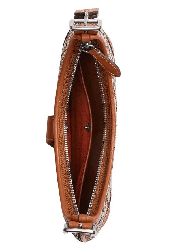 ❤️ Coach Hamptons Hobo Silver/Burnished Amber Bag In Crystal Signature Jacquard