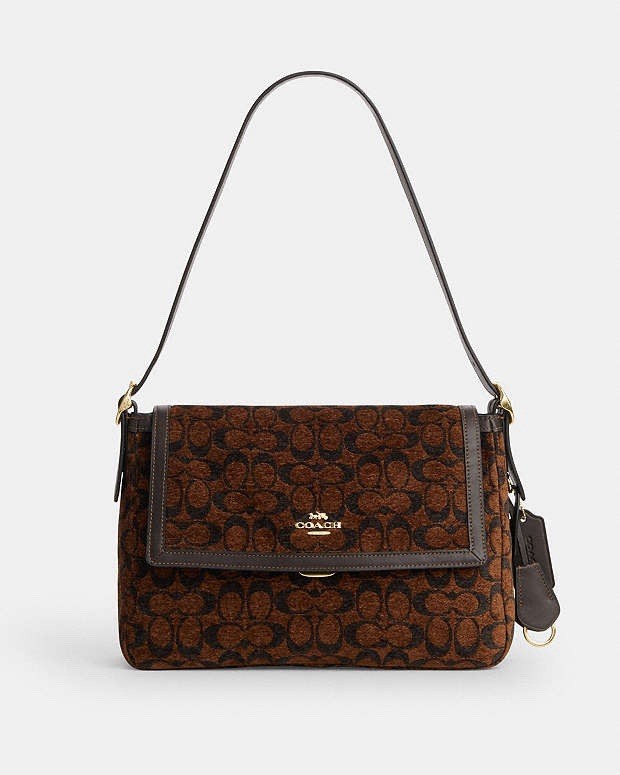 nwt Coach Etta Flap Shoulder Bag in Signature Chenille CCe58 🔥 🔥