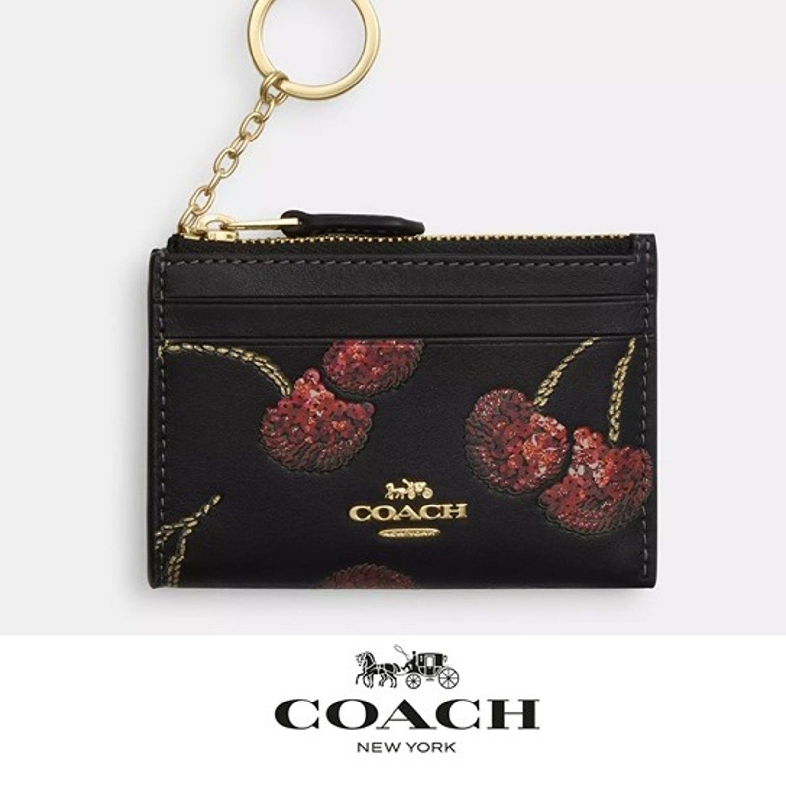 NWT ❤️ Coach Mini Skinny Id Case With Cherry Print