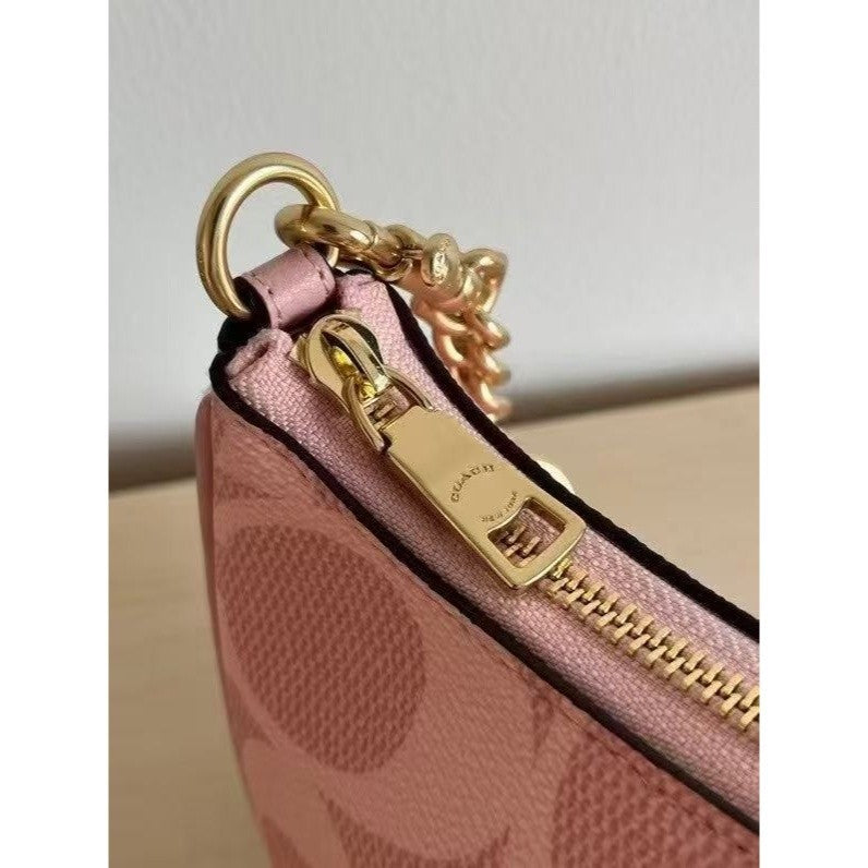 COACH Teri Shoulder Bag In signature canvas/Gold/Powder Pink New CAL51