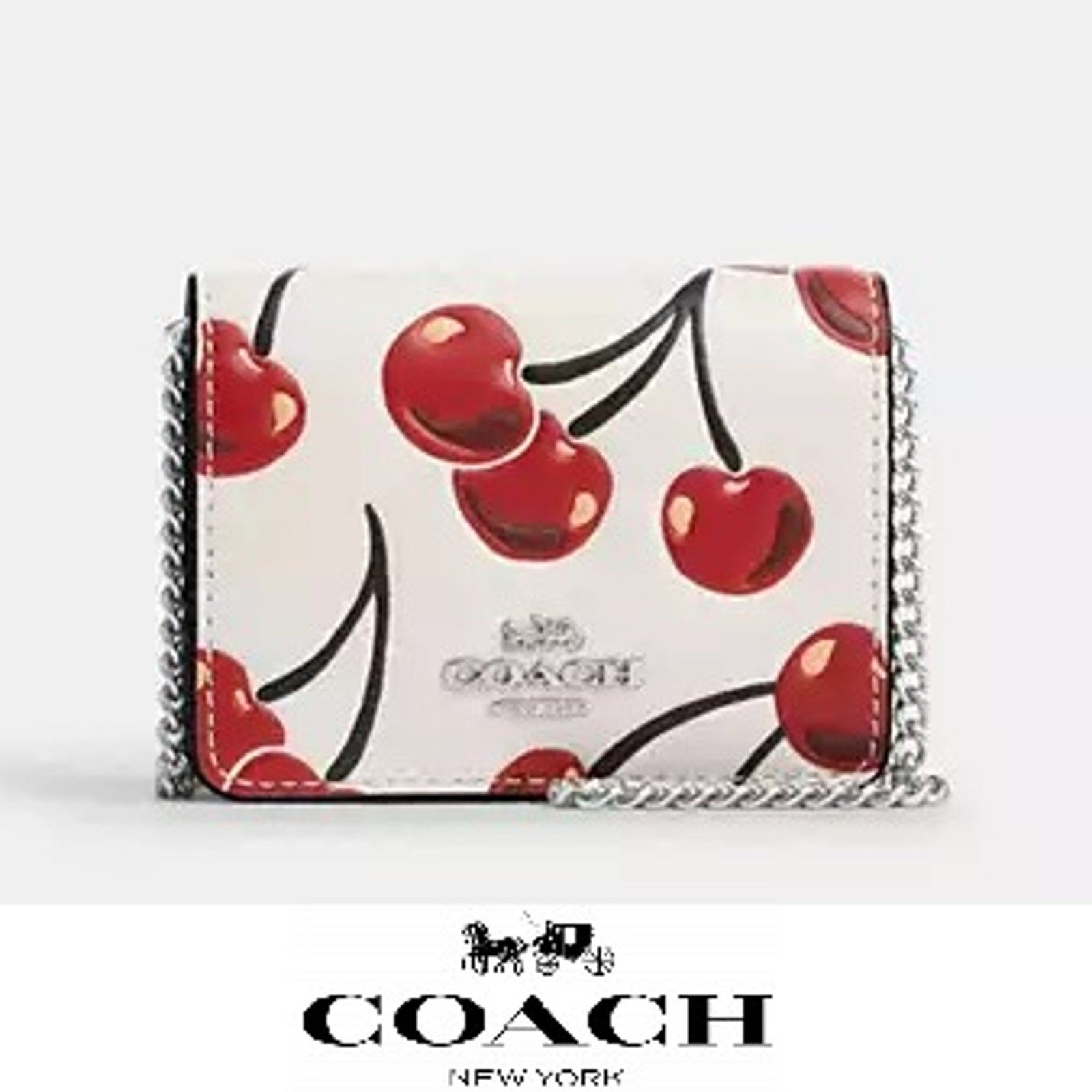 ❤️ Coach Mini Wallet On A Chain With Cherry Print