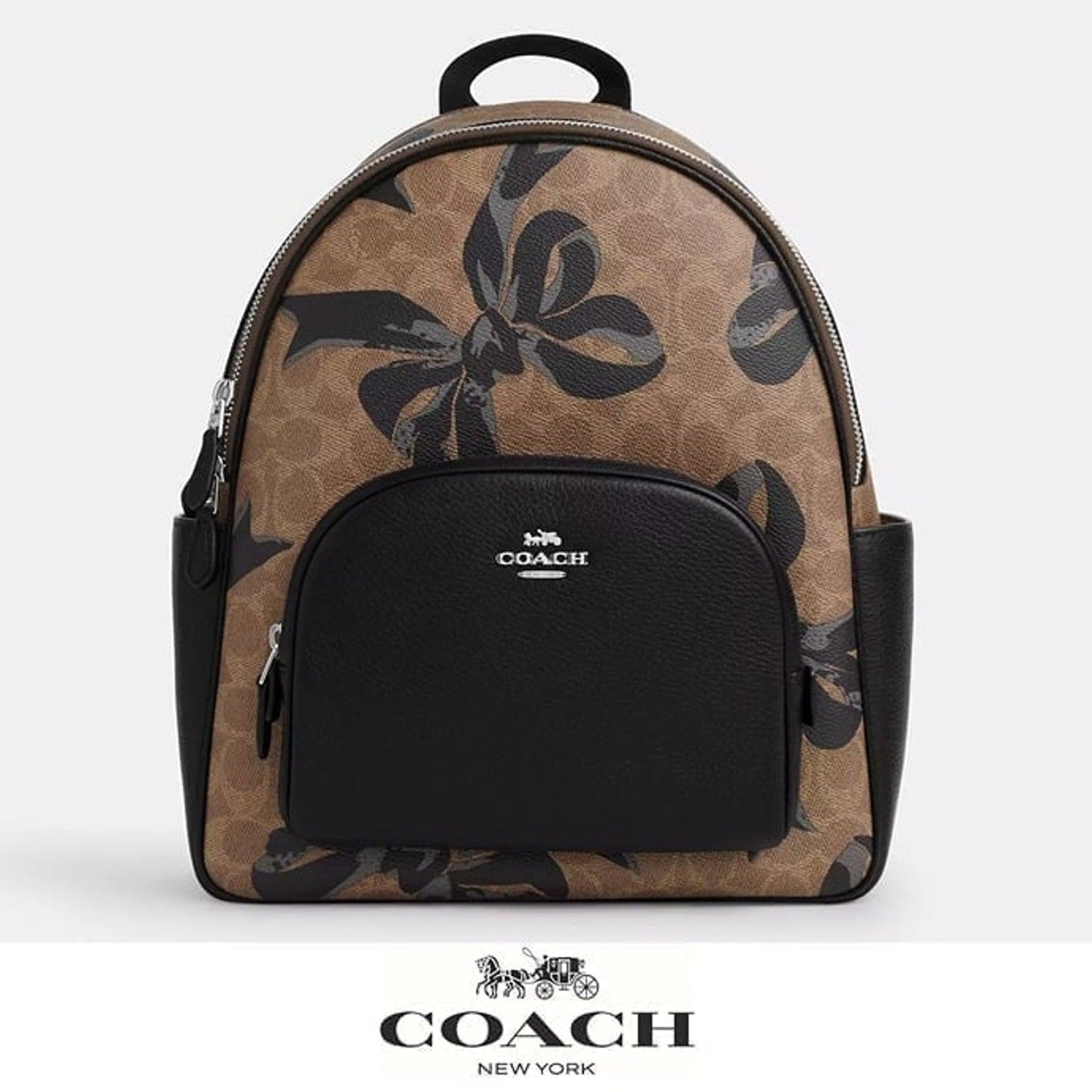 NWT ❤️ Coach Court Backpack In Signature Canvas With Bow Print