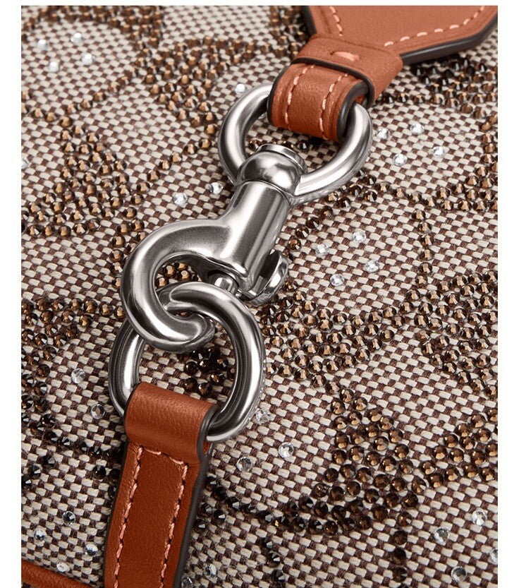 ❤️ Coach Hamptons Hobo Silver/Burnished Amber Bag In Crystal Signature Jacquard