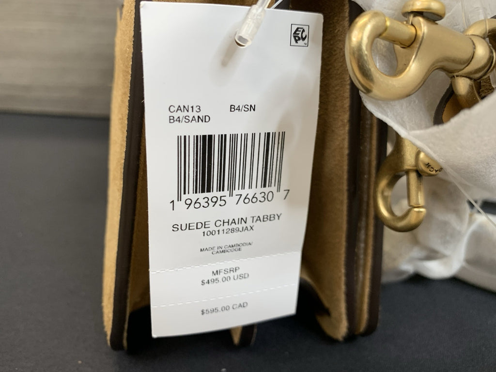 Coach Chain Tabby Shoulder/Hand  Bag(B4/SAND) Sued Chain Tabby. New!