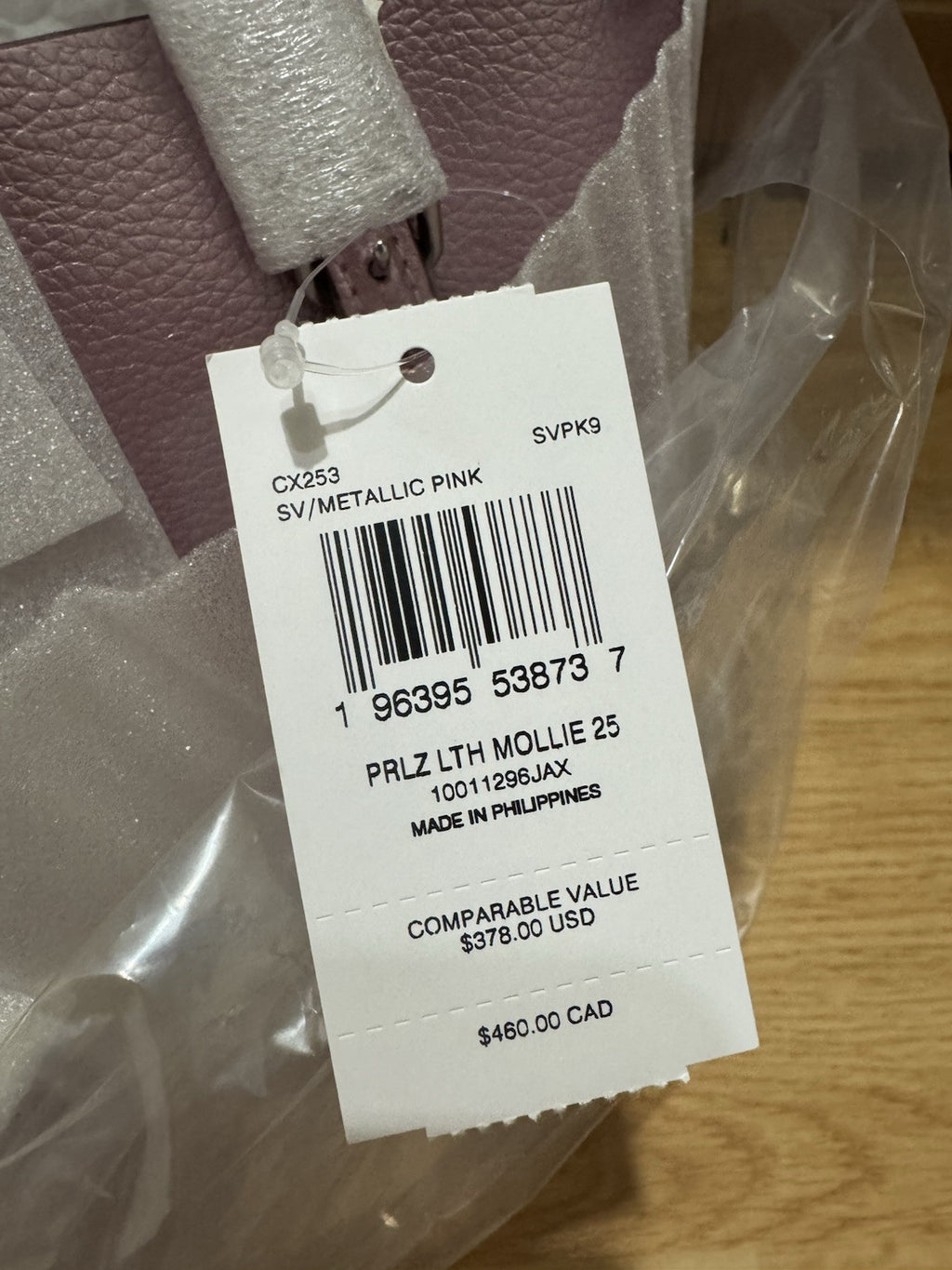 NWT Coach Mollie Tote Bag 25 Metallic Pink