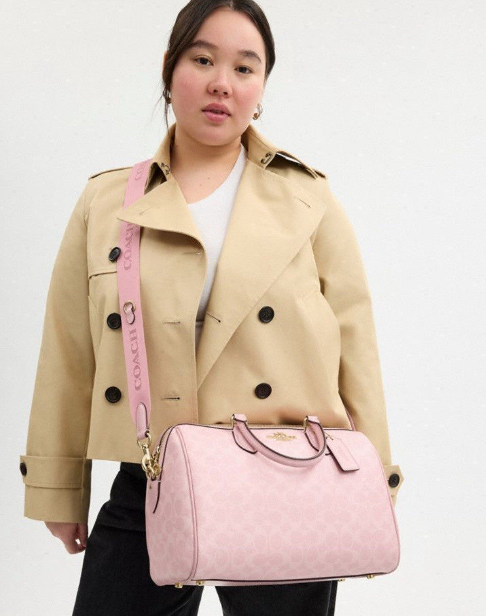 NWT Coach Rowan Large Satchel Bag In Signature Canvas CAO77 /powder pink