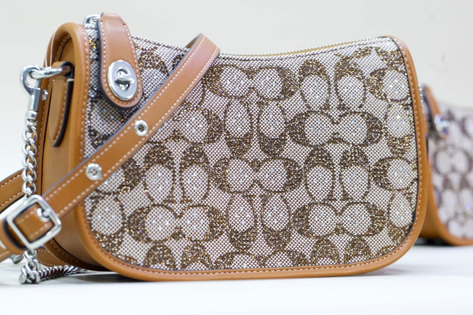 Coach Swinger 20 Crystal Signature Jacquard Shoulder Handbag - Burnished Amber